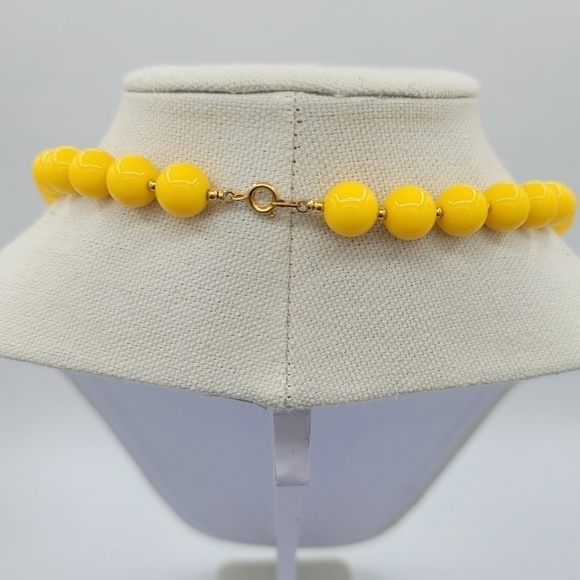 Vintage Yellow Necklace Ball Beads Necklace #585 - Picture 5 of 9